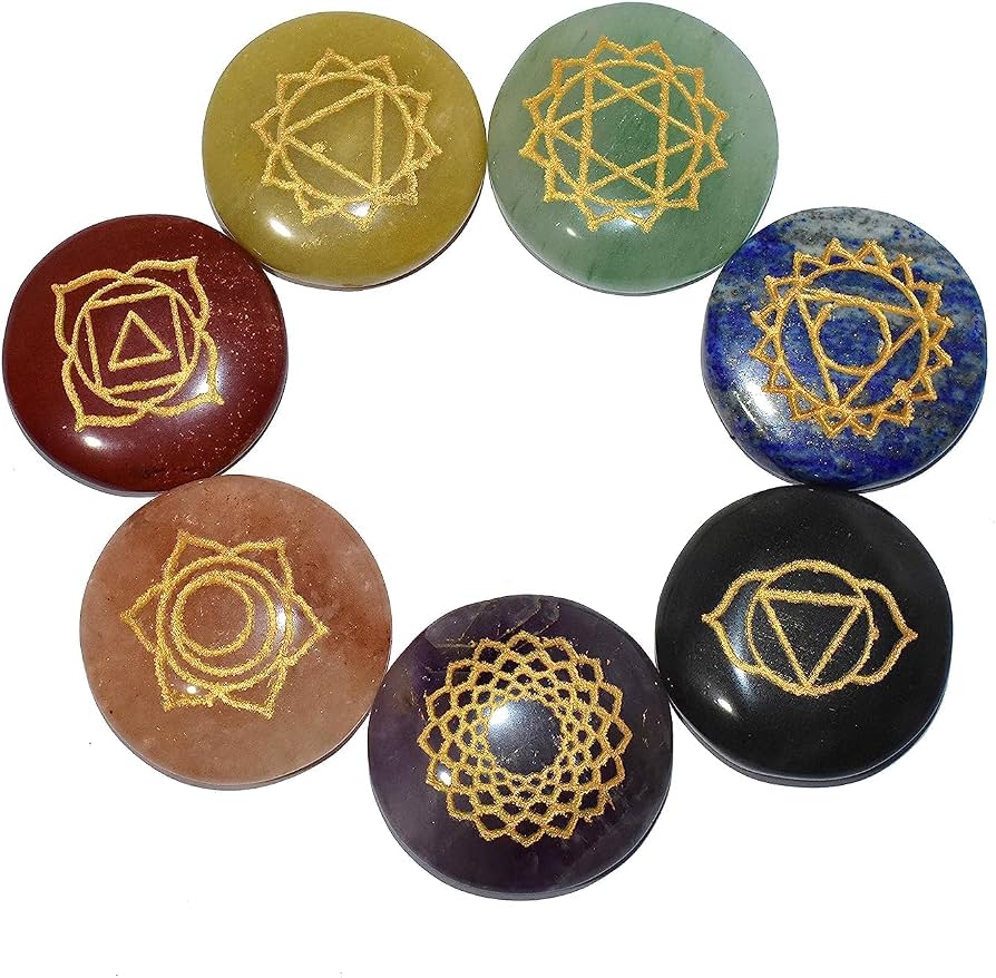 7 Chakra Engraved Crystal Stone Set