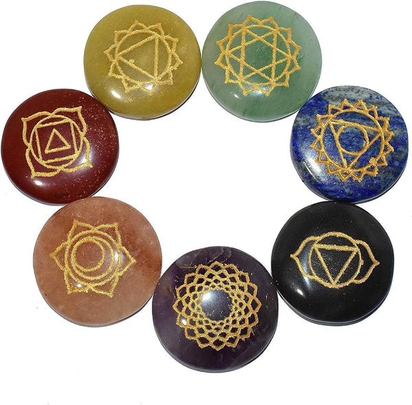 7 Chakra Engraved Crystal Stone Set