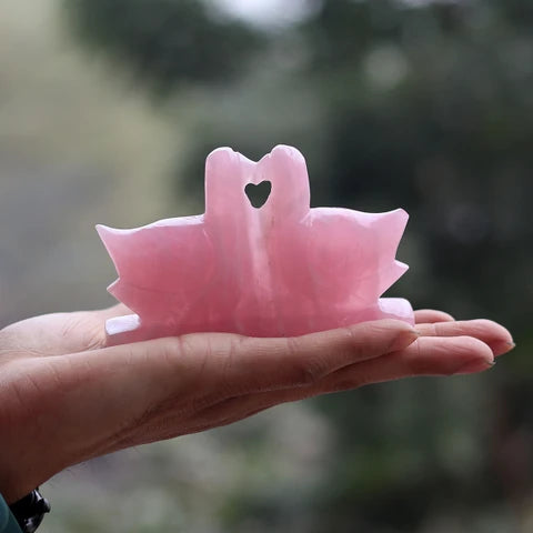 Rose Quartz Duck Pair